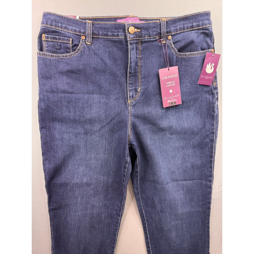 Gloria Vanderbilt Amanda Tapered‎ Leg Classic Rise Dark Wash Jeans Womens 16 NEW - Picture 2 of 13